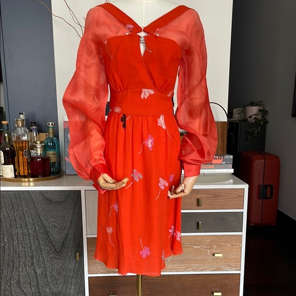 Giorgio Armani Red Floral Silk Dress - Picture 1 of 16